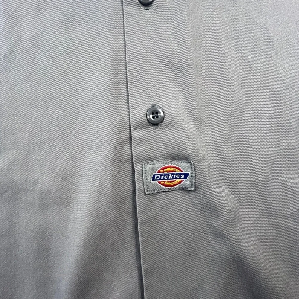 Dickies Work Shirt‎ Mens 2XL Long Sleeve Gray Twill Button Down Skater Workwear